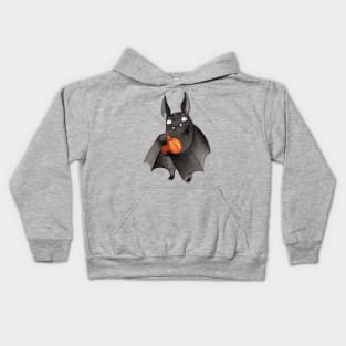 Cute bat with pumpkin Kids Hoodie